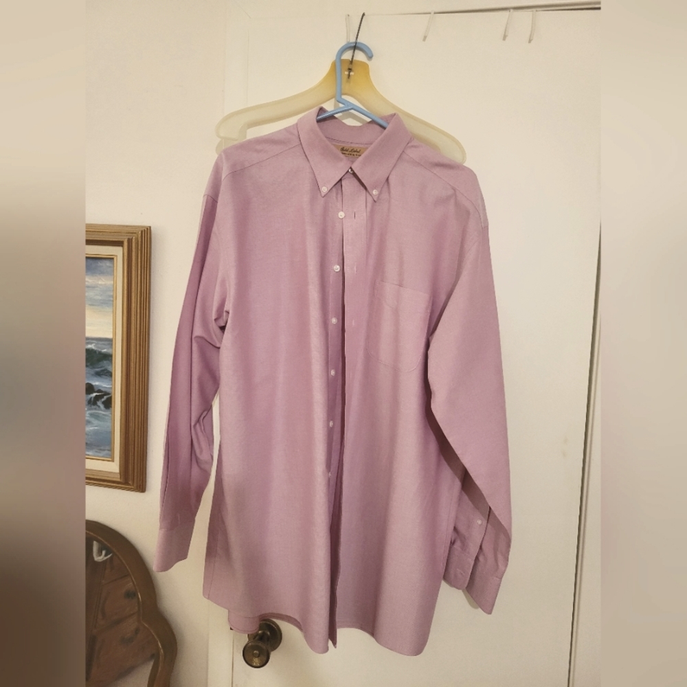 Roundtree And Yorke Long Sleeve Button Down Dress Shirt, 16.5x35, Faded Red
